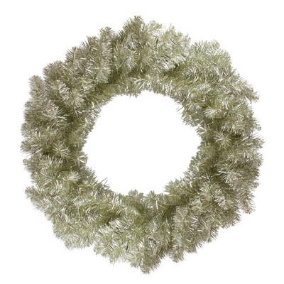 Northlight Metallic Artificial Double Tinsel Christmas Wreath - 24" - Champagne Gold - Unlit