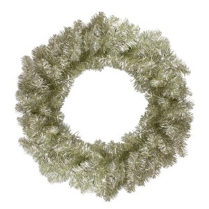 Northlight Metallic Artificial Double Tinsel Christmas Wreath - 24" - Champagne Gold - Unlit - 1 of 2