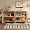 Famapy 78.7“W Buffet Kitchen Storage Cabinet with Glass Doors & Floral Wood Backing - 3 of 4
