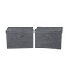 Household Essentials Set of 2 Wide Storage Boxes with Lids Graphite Linen - image 3 of 4