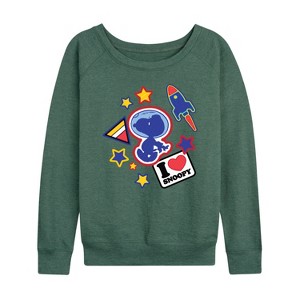 Women's - Peanuts - Space Snoopy Flair Lightweight French Terry Slouchy - 1 of 4