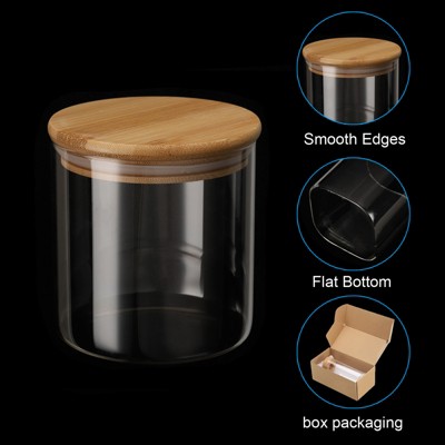 Unique Bargains Kitchen Food Storage Glass Jar with Airtight Bamboo Lid 12x10cm — фото 4