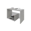 Vynxaria White & Concrete Melamine Side Table: 2-Open Shelf Storage, Light Oak Accents for Modern Bright Spaces - 2 of 4