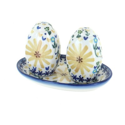 Blue Rose Polish Pottery Yellow Daisy Salt & Pepper Shakers