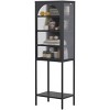 INFURNIC Decorative Bookshelf Metal Glass Door Display Cabinet 5 Tier Adjustable Shelves Modern Storage, Black, 19.7"*13.8"*63" - 4 of 4