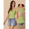INSPIRE CHIC Women's Square Neck Wide Strap Sleeveless Crop Lettuce Trim Casual Floral Cami Tank Top - 2 of 4