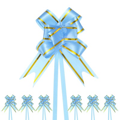 Unique Bargains Plastic Gold Edge PP Plastic Glossy Appearance Gift Wrap Satin Pull Bows 200 Count