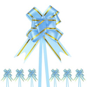 Unique Bargains Plastic Gold Edge PP Plastic Glossy Appearance Gift Wrap Satin Pull Bows 200 Count - 1 of 4