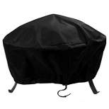 Sunnydaze Outdoor Heavy-Duty Weather-Resistant Vinyl PVC Round Fire Pit Cover with Drawstring Closure - Black