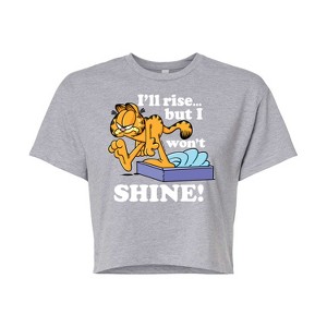Women's - Garfield - Rise But Won't Shine Cropped Graphic T-Shirt - 1 of 4