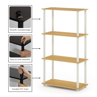 Sleek Beech & White 4-Tier Open Design Storage Shelf