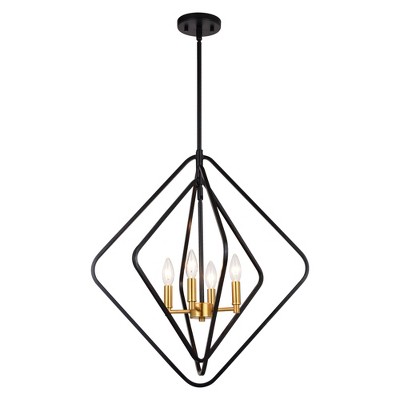 Vaxcel Brady 4 - Light Pendant in  Black/Satin Brass