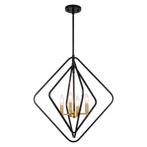 Vaxcel Brady 4 - Light Pendant in  Black/Satin Brass - 1 of 4