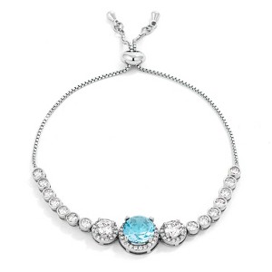 Slickblue 5.95ct CZ Bolo Tennis Bracelet for Women, Adjustable 8.5", Silvertone Plating, 7 Color Options - 1 of 2