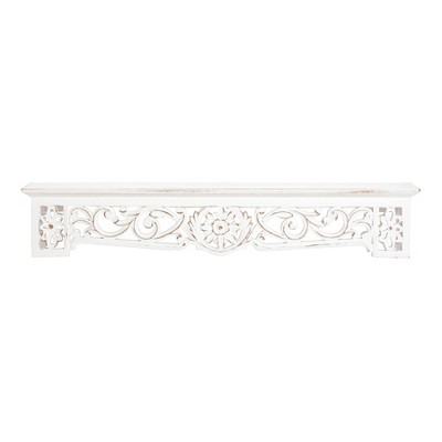 Brewster 30" Morris White Ledge Shelf: Bohemian Style MDF No Assembly Required Decorative Wall Shelf Set