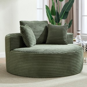 Round Memory Foam Sofa Bed with Sectional Design, Cloud Couch Comfort, and Three Pillows - 1 of 4
