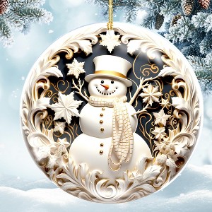 Snowman Christmas Ornament 4Inch – 2025 Christmas Ornament – Acrylic Winter Decoration for Tree - 1 of 4