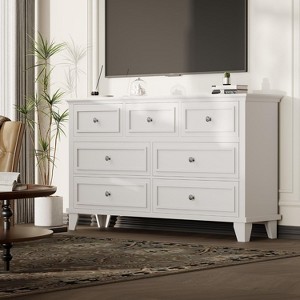 TackView 7 Drawer Dresser, Wooden Chest of Drawers with Deep Drawers,47"Long Modern Dressers Organizer with Vintage Handle for Living Room, Hallway - 1 of 4