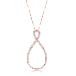 Bella Silver Sterling Silver Large Open Pearshaped Infinity Design Necklace - Rose Gold Plated - Rose - 16+2 Inch - 1 of 2