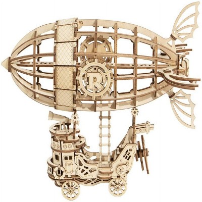 ROBOTIME 3D Wooden Airship Jigsaw Puzzle Craft Kits, Best Toys Gifts for Teens Adults, Beige, 7"*4.9"*6.5"
