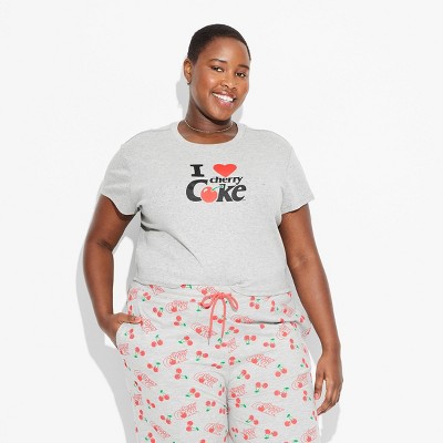 Women's "I Heart Cherry Coke" Short Sleeve Graphic Baby T-Shirt - Gray