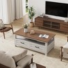 Farmhouse Coffee Table with Drawers, 47.2" Center Table Rustic Coffee Tables Brown Living Room Table, with Open Shelf and 6 Support Legs - 2 of 4
