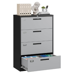 Mlezan Drawer Lateral File Cabinet: Lockable Metal Storage for Letter/Legal/F4/A4 Files.Large Deep Drawers,Ideal for Home or Office Use. - 1 of 4