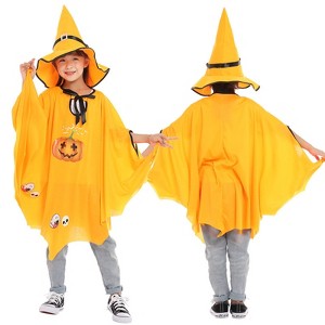 MyKids-USA Halloween Witch Cosplay Costume Pumpkin Cloaks With Hats - 1 of 3