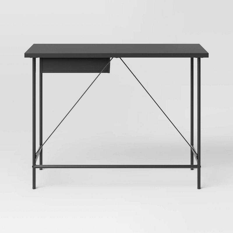 Wood and Metal Writing Desk with Storage - Room Essentials, 5 of 8