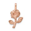 Black Bow Jewelry 14k Rose Gold Diamond Cut Stemmed Rose Flower Charm - 3 of 4