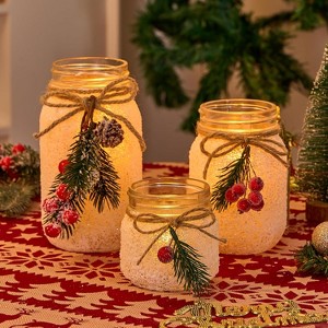 Christmas Centerpieces for Tables, Table Decor with Mason Jar, 16 Pcs Flowers - 1 of 4