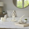 Yoga Sculptures Figurines in Seated and Stretching Poses – Modern Statues for Shelf Styling, Tabletop Display, or Living Room Decor – White, set of 3 - 2 of 4
