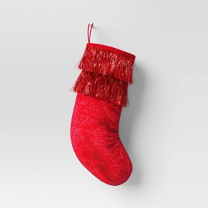 20" Tinsel Collar Stocking Red - Wondershop™ - 1 of 3