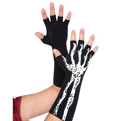 Adult Fingerless Skeleton Gloves Accessory Halloween Costume