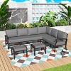 ALAULM Patio Furniture Set 8-Piece Aluminum Sectional Sofa with Armrest, Modern Outdoor Conversation Set - 2 of 4