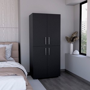 Hazel 70" High Four-Door Armoire Wardrove Closet Cabinet, Six Shelves and Two Hanging Rods, Bedroom Clothes Storage Cabinet Organizer - 1 of 4