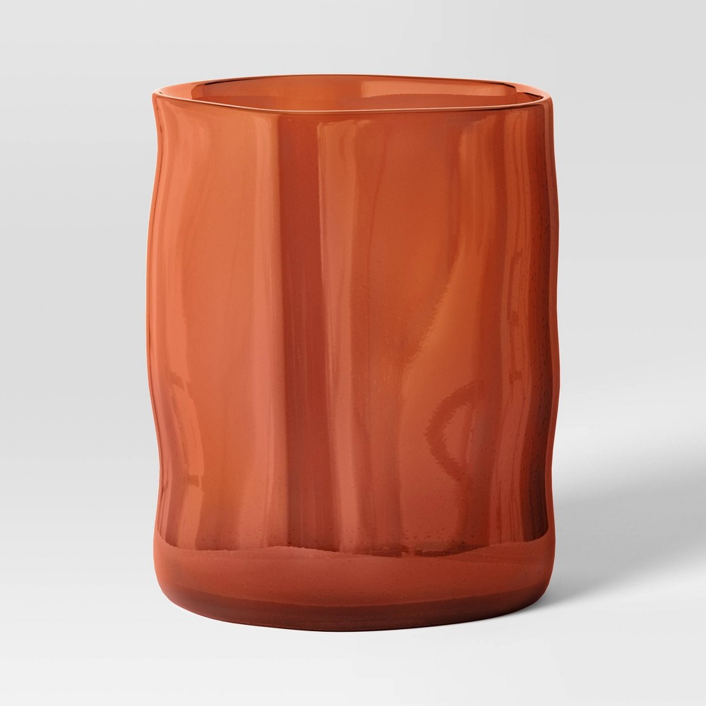 Photos - Figurine / Candlestick Small Glass Hurricane Pillar Candle Holder Red - Threshold™