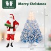 Costway 7 FT Artificial Christmas Tree with 350 Warm White LED Lights, 8 Lighting Modes & Folding Metal Stand White & Blue - 4 of 4