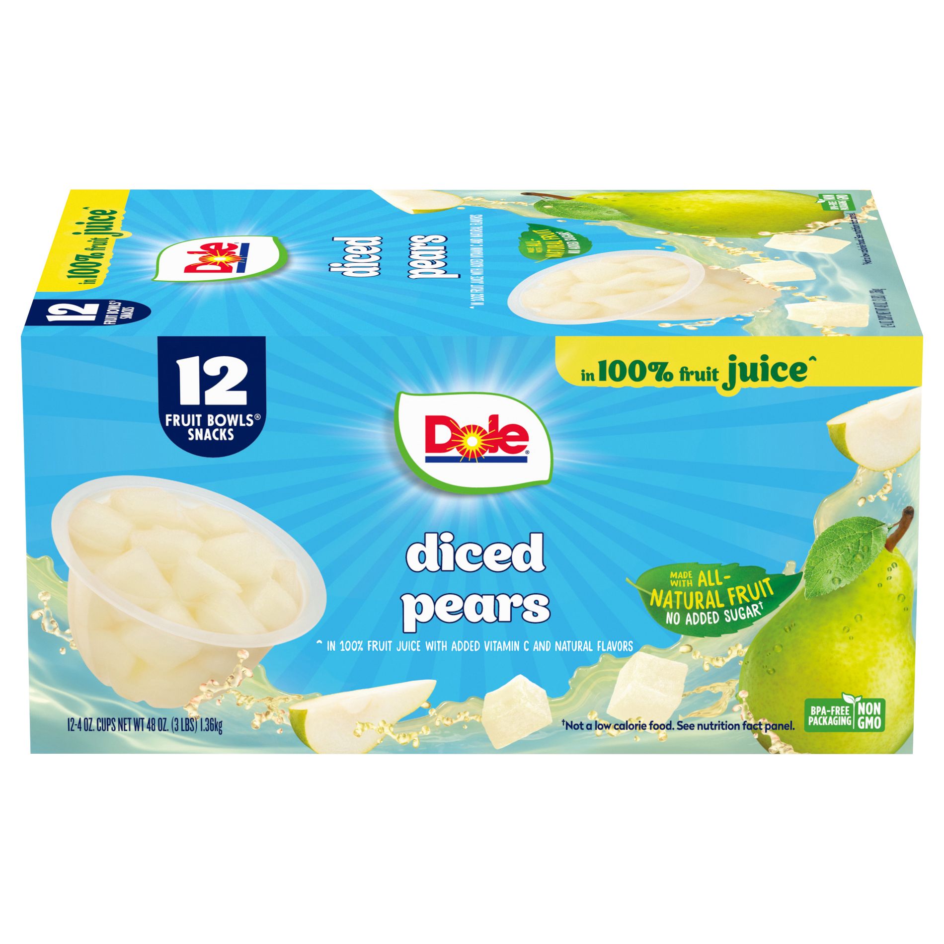 Dole Diced Pears in Juice Fruit Cups - 12ct