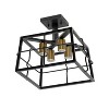 12.4" 4-Light Ironhouse Decorative Squared Semi Flush Mount Celling Light Fixture Black - Lalia Home: UL Listed, Industrial Farmhouse Style - 4 of 4