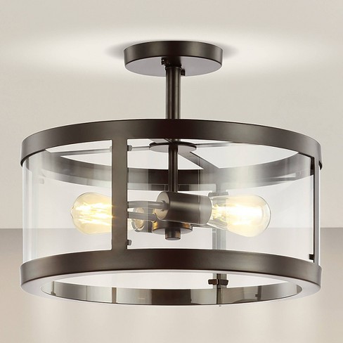 Possini Euro Design Lantico Modern Ceiling Light Semi Flush Mount Fixture  17 Wide Gold 3-Light Clear Glass for Bedroom Kitchen Living Room Hallway 