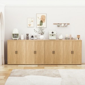 Brafabhome Accent Fluted Sideboard Buffet Cabinet with 4 Doors, Modern Credenza Storage Cabinet with Adjustable Shelves for Living Room Dinning Room - 1 of 4