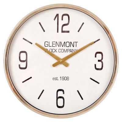 16" Glenmont Metallic Wall Clock Gold - Patton Wall Decor