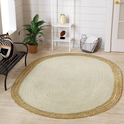 Maxax Oval Jute Rug, Natural Jute Area Rugs for Halloween Christmas Living Room Home Entryway Decor Rustic Farmhouse