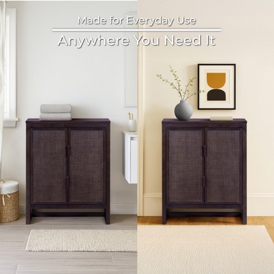 Hatteras Modern Boho Accent Cabinet with Solid Wood & Natural Rattan Accents-Teamson Home