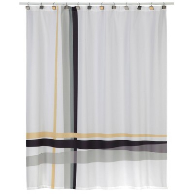 Modern Plaid Shower Curtain White/Gray - Creative Bath