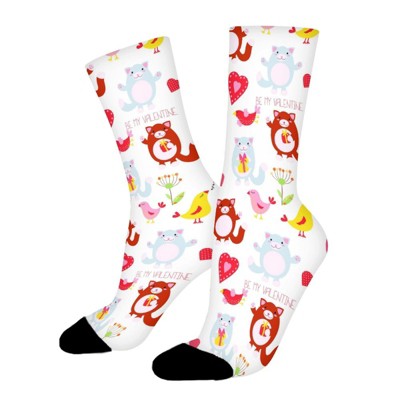 Collection Of Cute Cartoon Cats Women Printed Crew Socks Funny Funky Socks Soft Polyester Novelty Gifts for Artists Men