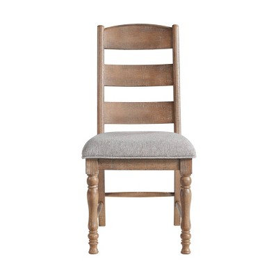 Gray Upholstered Ladderback Side Chair with Wood Frame