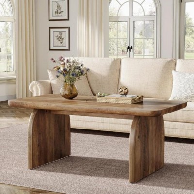 Syemin End Tables Rustic Brown Rectangle Coffee Table, Wooden Living Room Table, Farmhouse Accent Center Tea Table, Brown, 47.24"*23.62"*20.08"