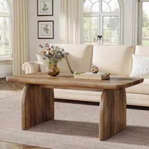 Syemin End Tables Rustic Brown Rectangle Coffee Table, Wooden Living Room Table, Farmhouse Accent Center Tea Table, Brown, 47.24"*23.62"*20.08" - 1 of 4